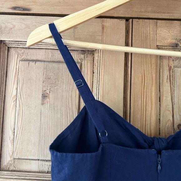 J. Crew 2 Navy Blue Tank Top Romper‎ Cotton Linen Jumpsuit - Picture 11 of 12